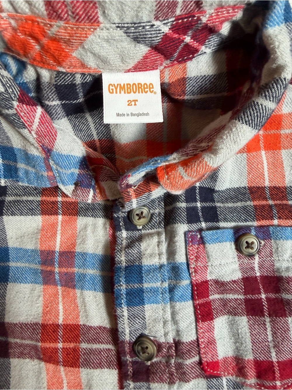 Gymboree Red, Blue, Gray Plaid Button-Down Shirt 2T - Picture 4 of 5